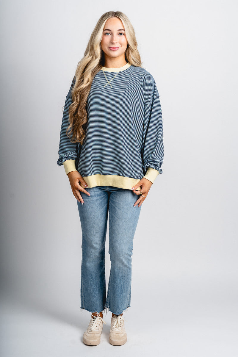 Striped sweatshirt light blue/navy