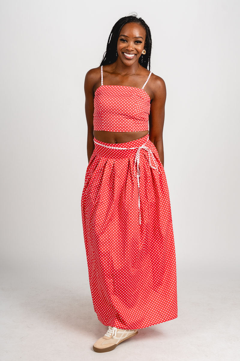 Polka dot crop top berry