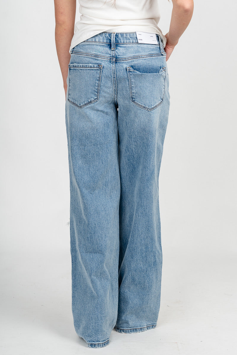 Vervet mid rise distressed wide leg jeans illustrative