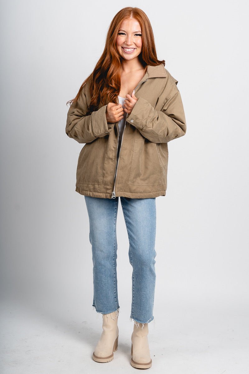 Puffer barn jacket olive – Fashionable Jackets | Trendy Blazers at Lush Fashion Lounge Boutique in Oklahoma City