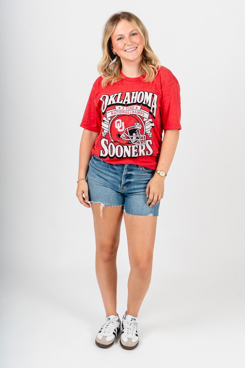 OU OU Sooners 7 time champion unisex t-shirt red T-shirt | Lush Fashion Lounge Trendy Oklahoma University Sooners Apparel & Cute Gameday T-Shirts