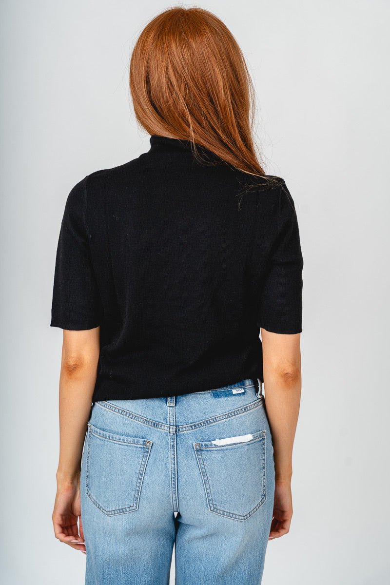 Long sleeve mock neck top black