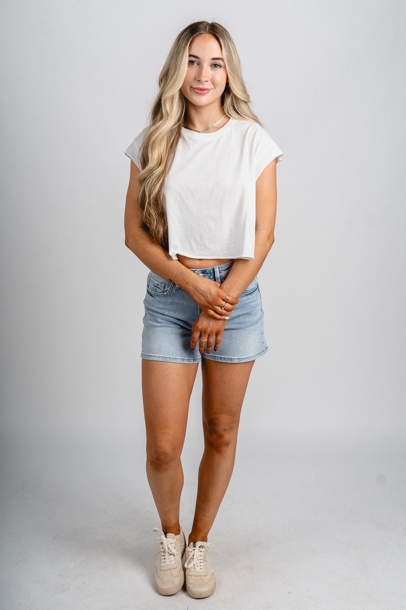 Boxy cap sleeve muscle tee white