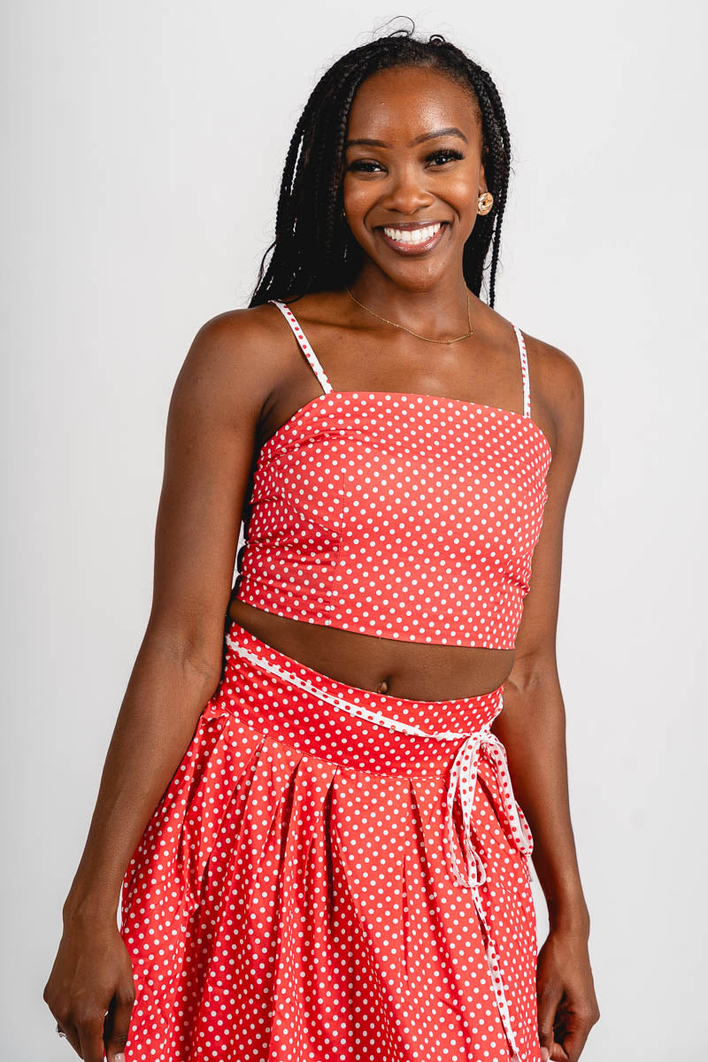 Polka dot crop top berry