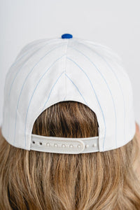 OKC block pinstripe hat cobalt - Oklahoma City inspired graphic t-shirts at Lush Fashion Lounge Boutique in Oklahoma City