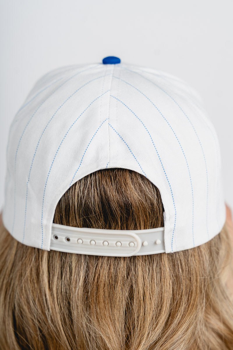 OKC block pinstripe hat cobalt - Oklahoma City inspired graphic t-shirts at Lush Fashion Lounge Boutique in Oklahoma City