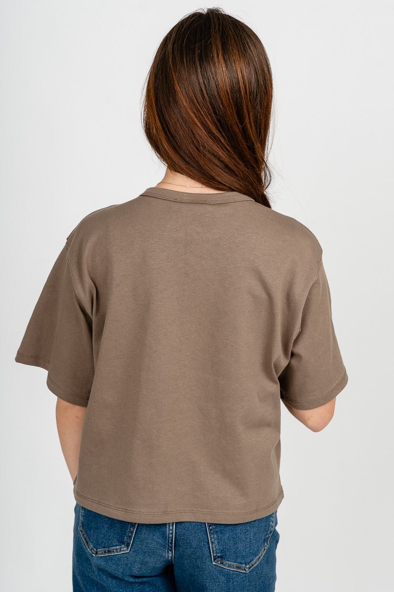 Short sleeve linen top olive