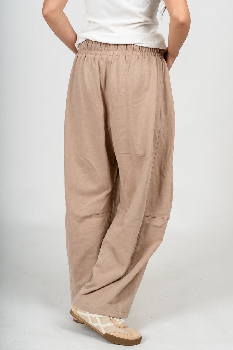 Barrel leg sweatpants taupe | Lush Fashion Lounge: women's boutique pants, boutique women's pants, affordable boutique pants, women's fashion pants