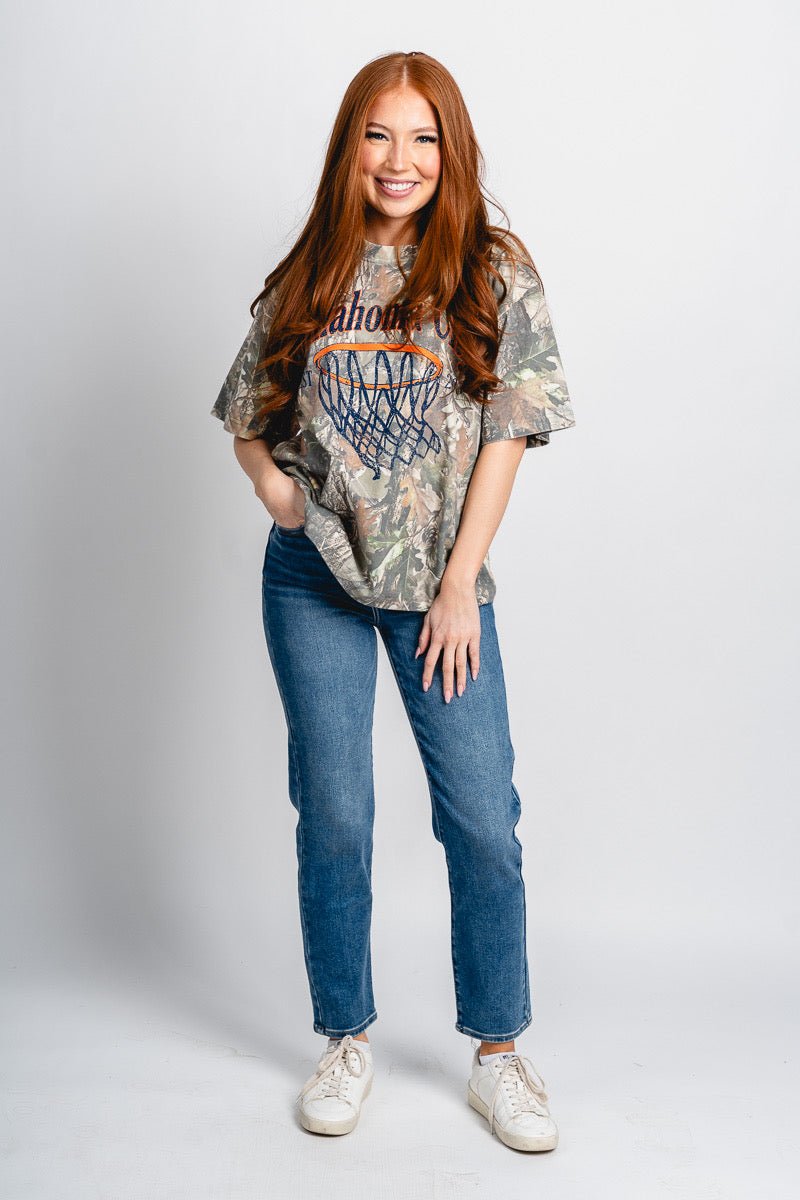 OKC basketball swoosh camo t-shirt green - Oklahoma City inspired graphic t-shirts at Lush Fashion Lounge Boutique in Oklahoma City