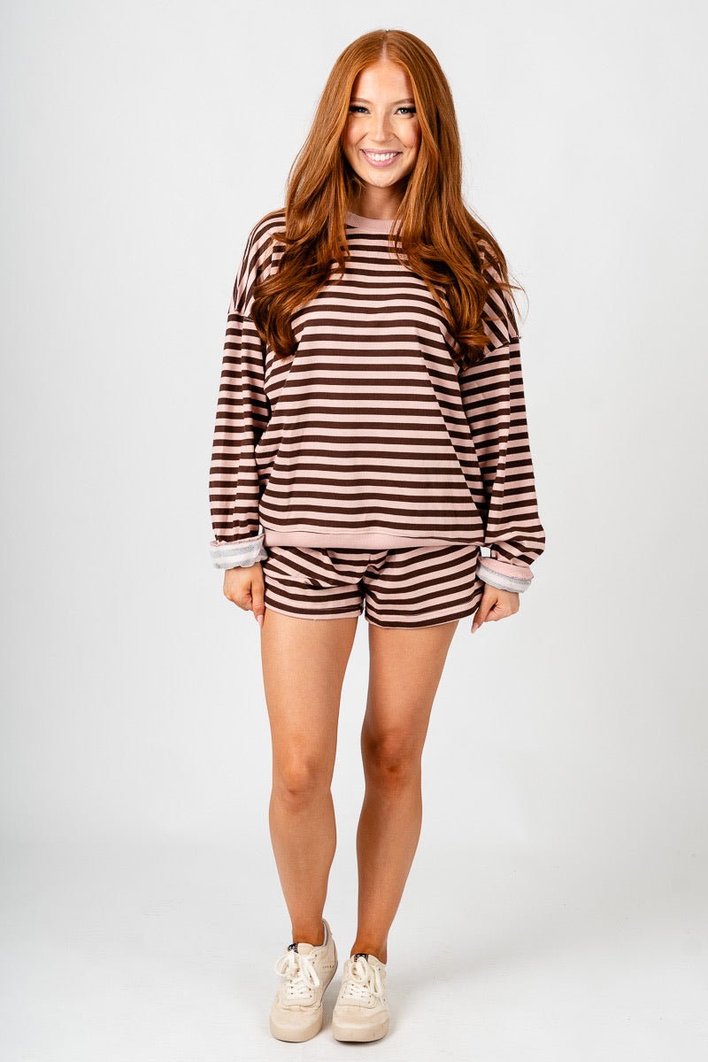 Striped sweatshirt pink/brown