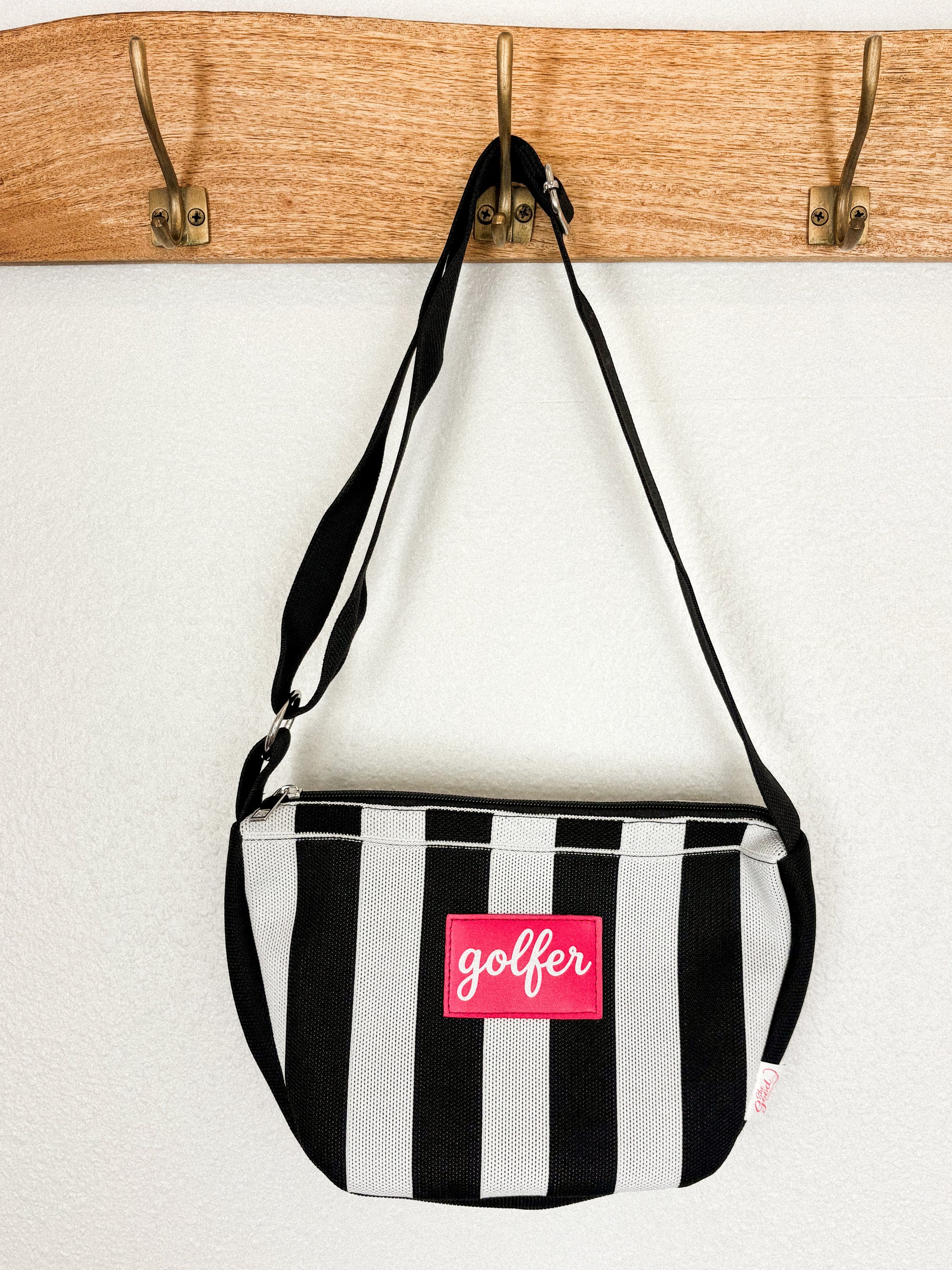 Golfer striped crossbody bag black/white