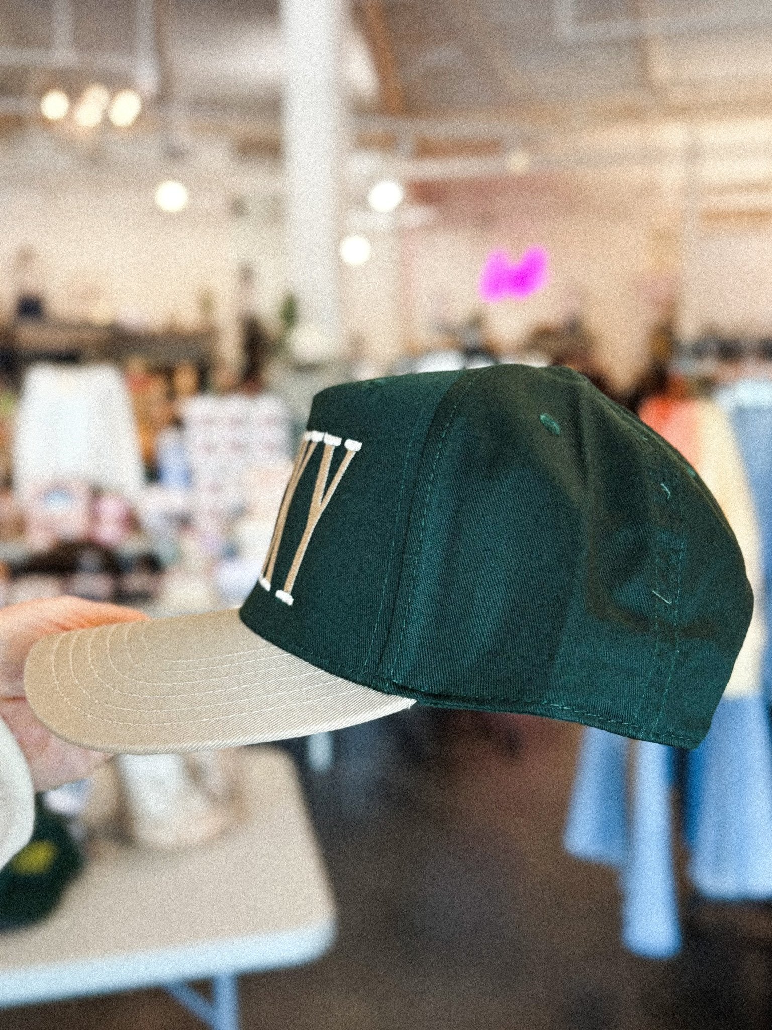 Lucky embroidered hat green/khaki - Trendy St. Patrick's T-Shirts at Lush Fashion Lounge Boutique in Oklahoma City