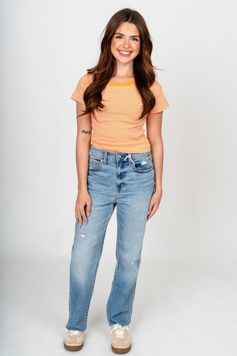 Striped ringer tee orange/white