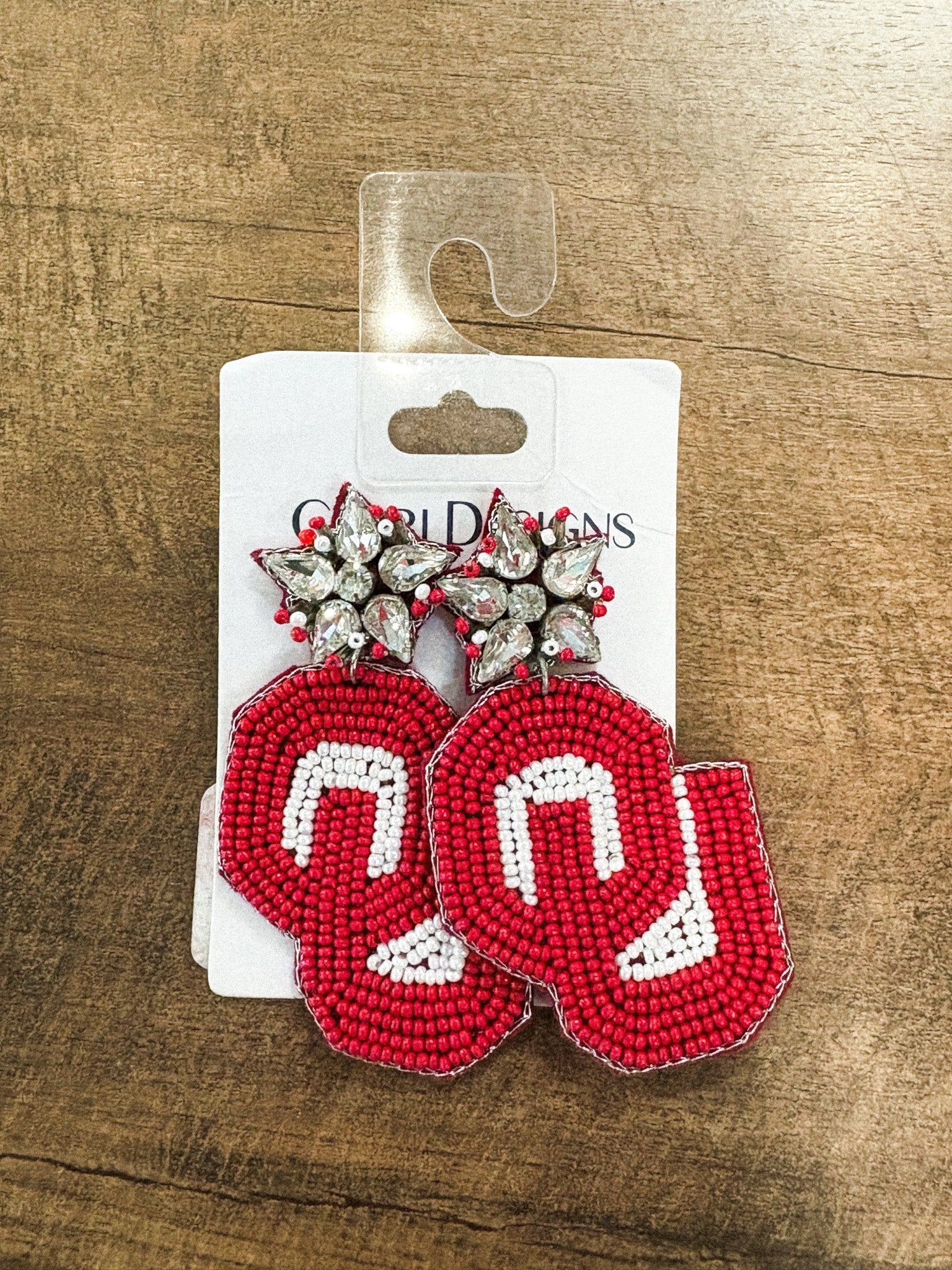 OU Sooners rhinestone beaded earrings