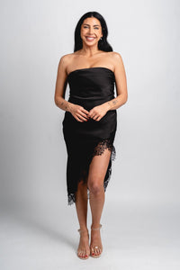 Strapless lace trim midi dress back - Trendy dress - Fashion Dresses at Lush Fashion Lounge Boutique in Oklahoma City