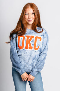 OKC tie dye sweatshirt ocean - Trendy Oklahoma City Basketball T-Shirts Lush Fashion Lounge Boutique in Oklahoma City