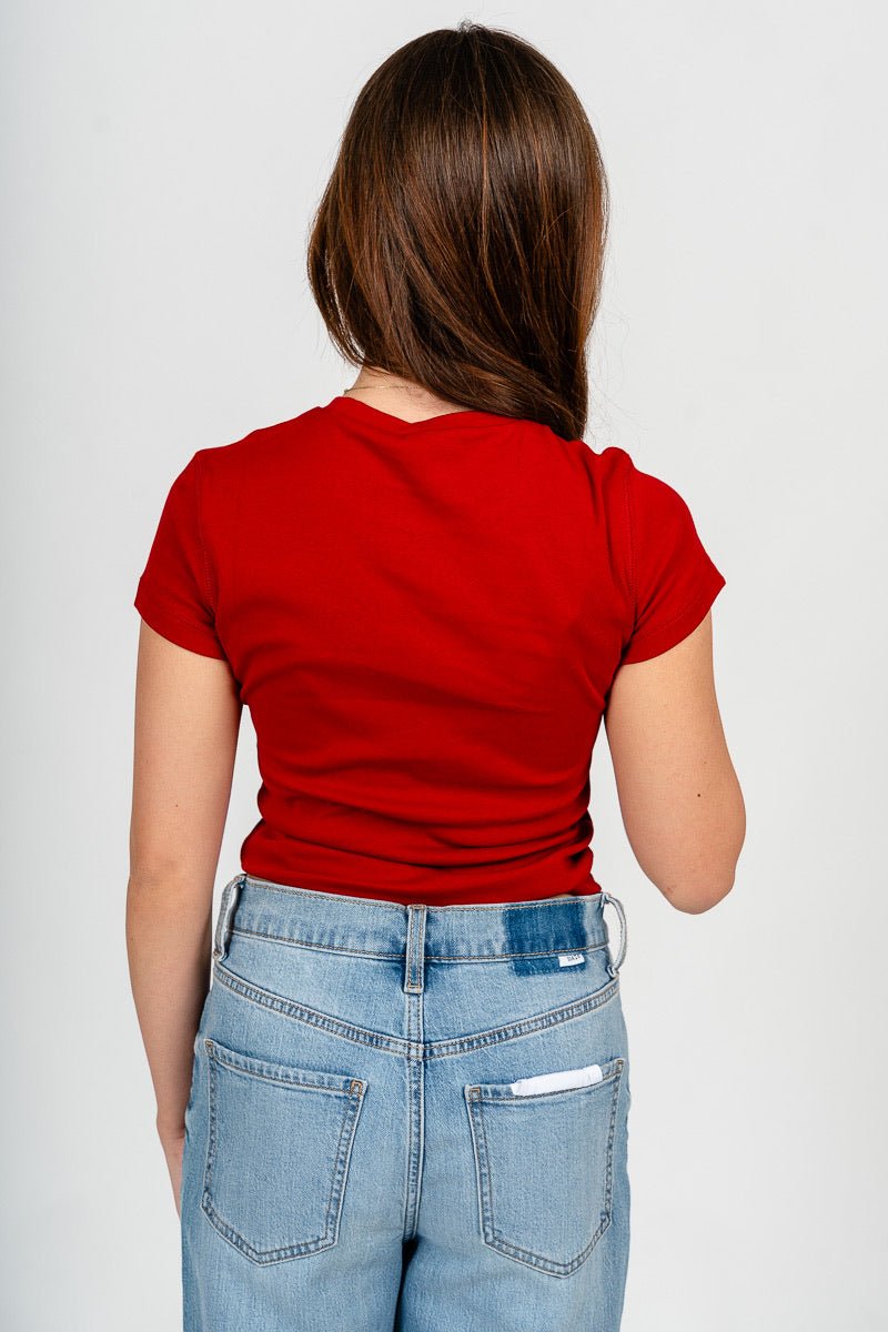 Fitted baby tee deep red