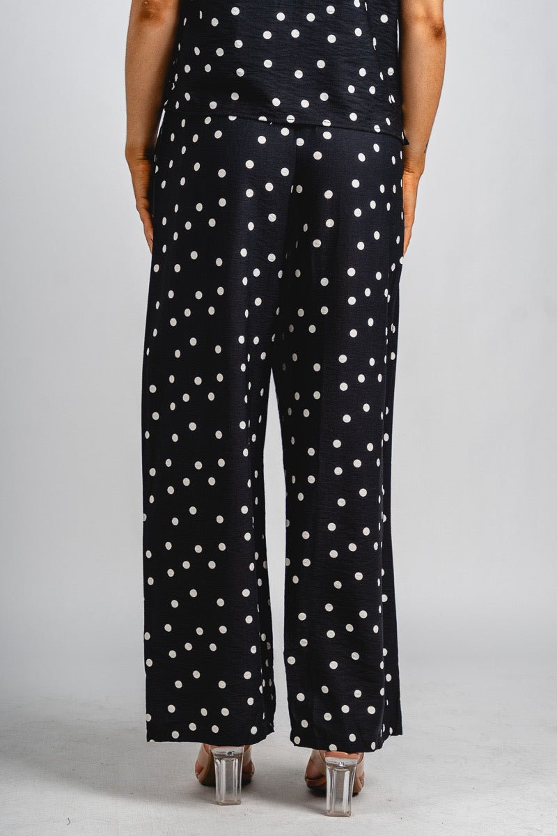 Polka dot wide leg pants black | Lush Fashion Lounge: women's boutique pants, boutique women's pants, affordable boutique pants, women's fashion pants