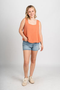 Flowy crop tank top apricot - Trendy tank top - Fashion Tank Tops at Lush Fashion Lounge Boutique in Oklahoma City
