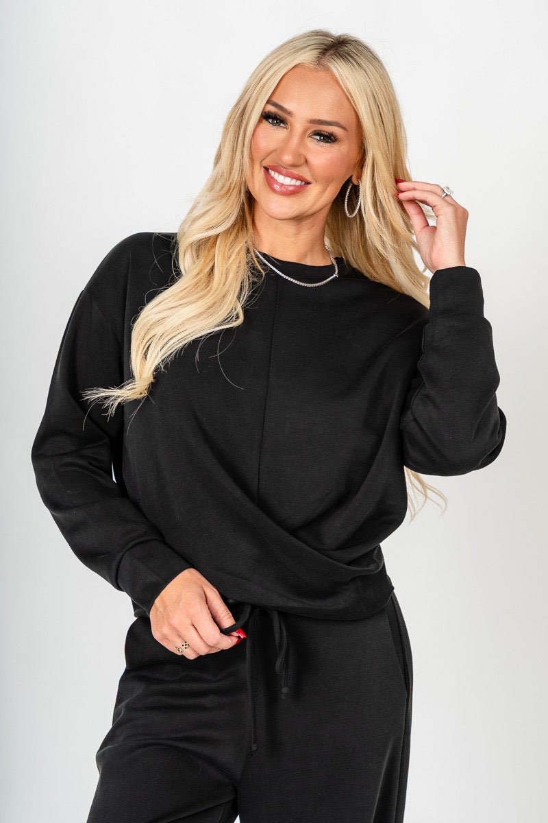Techno twist long sleeve top black