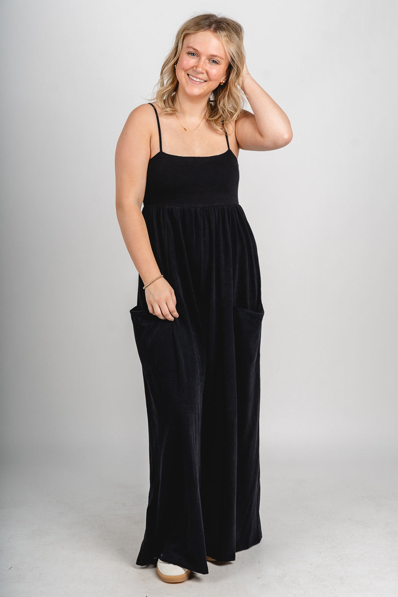 Wide leg jumpsuit black - Cute jumpsuit - Trendy Rompers and Pantsuits at Lush Fashion Lounge Boutique in Oklahoma City