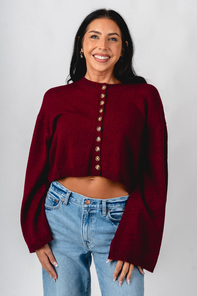 Button sweater cardigan burgundy