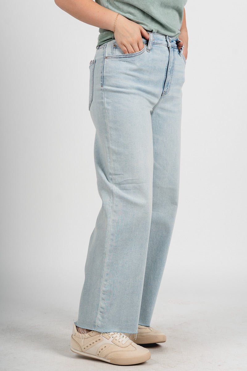 Daze pleaser high rise wide ankle jeans detour | Lush Fashion Lounge: boutique women's jeans, fashion jeans for women, affordable fashion jeans, cute boutique jeans