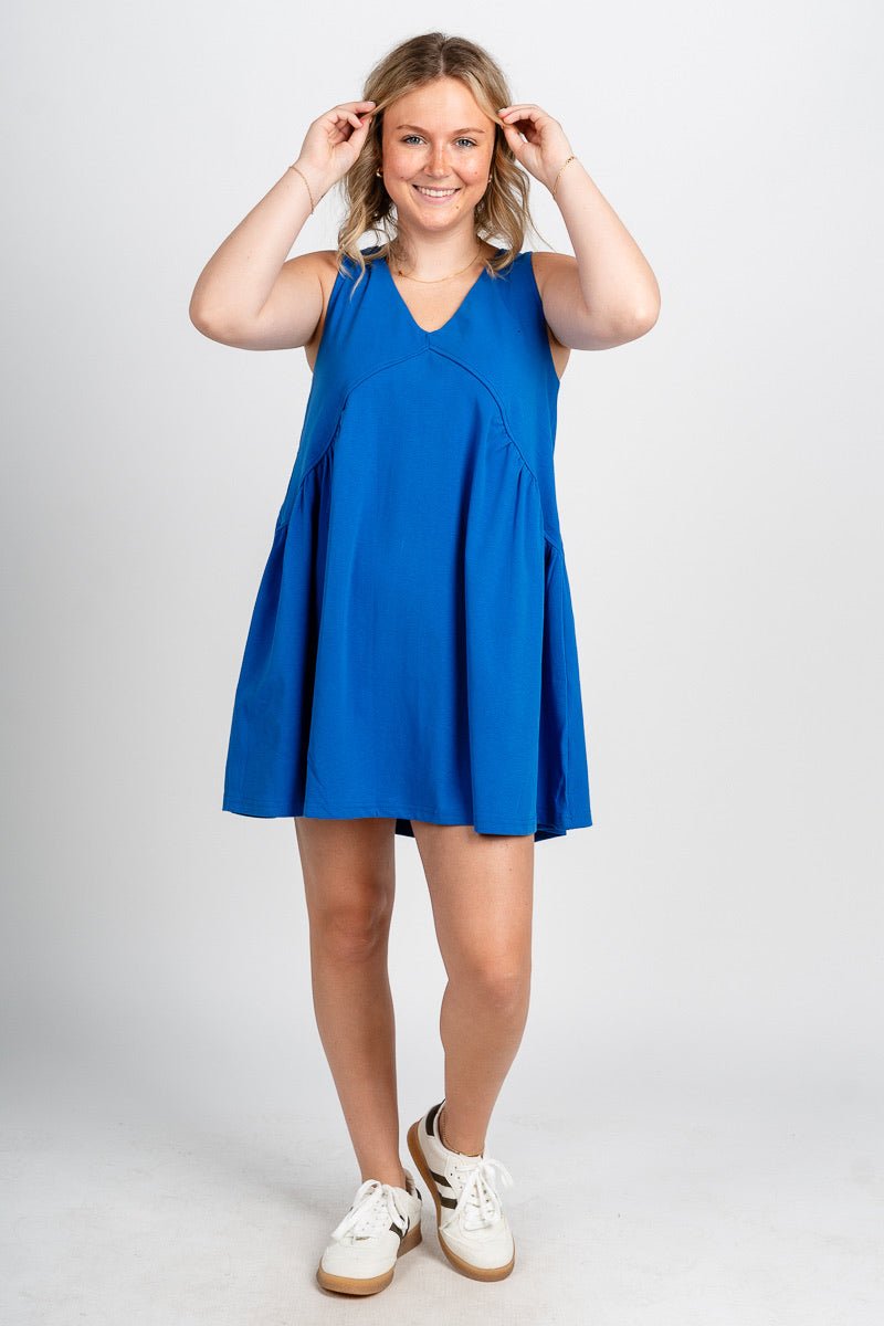 Sleeveless babydoll dress blue