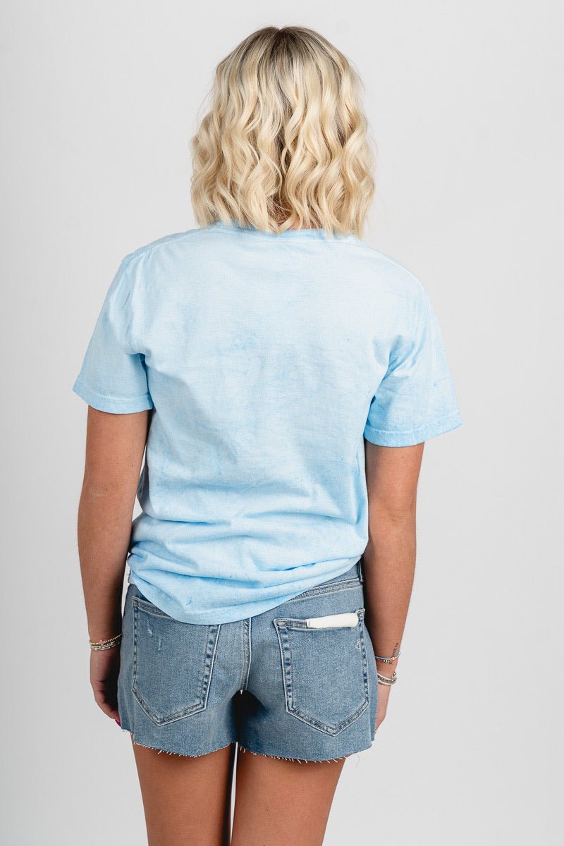 OKC basketball swish ball tie dye t-shirt fiji blue - Comfortable T-shirt - Boutique Mommy and Me Styles at Lush Fashion Lounge in Oklahoma