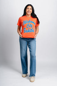OKC basketball script unisex t-shirt orange - Trendy OKC Thunder T-Shirts at Lush Fashion Lounge Boutique in Oklahoma City