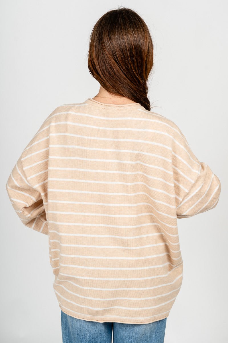 Striped oversized sweater oatmeal