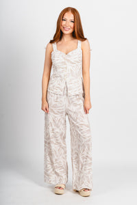 Lace trim button tank top seashore - Fun tank top - Unique Getaway Gear at Lush Fashion Lounge Boutique in Oklahoma