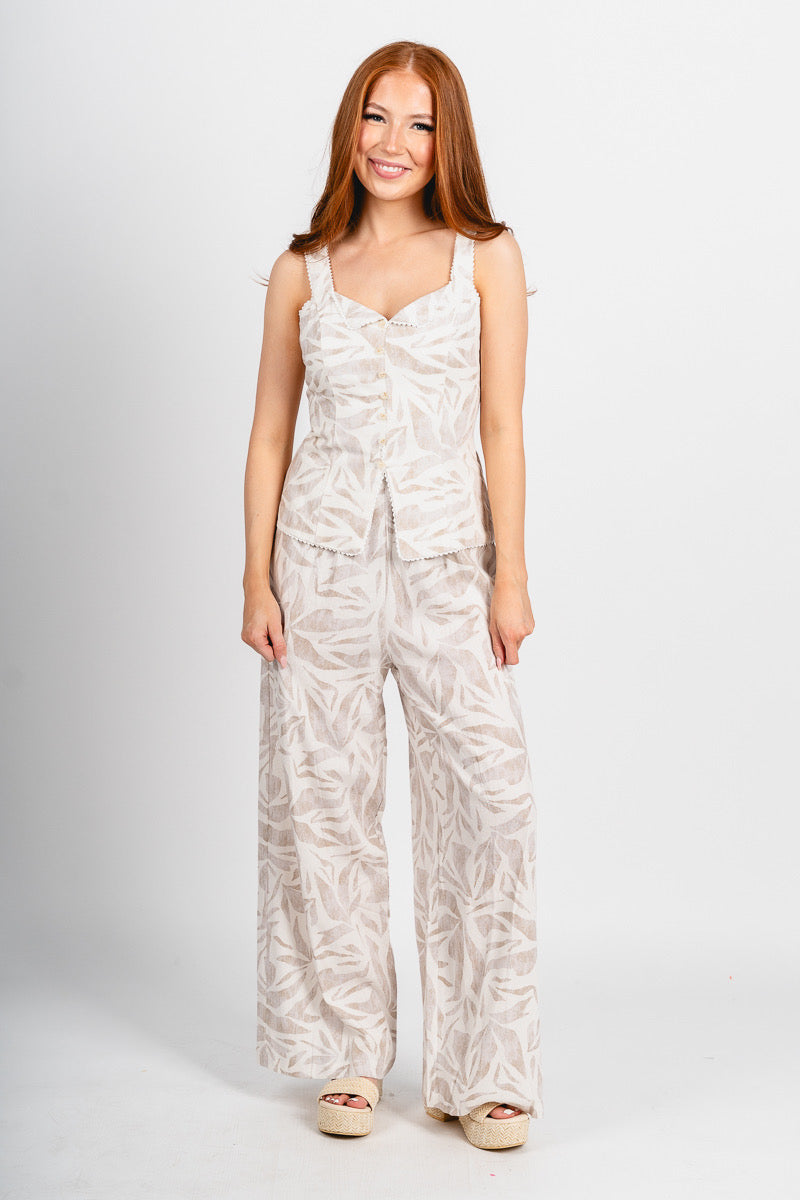 Lace trim button tank top seashore - Fun tank top - Unique Getaway Gear at Lush Fashion Lounge Boutique in Oklahoma