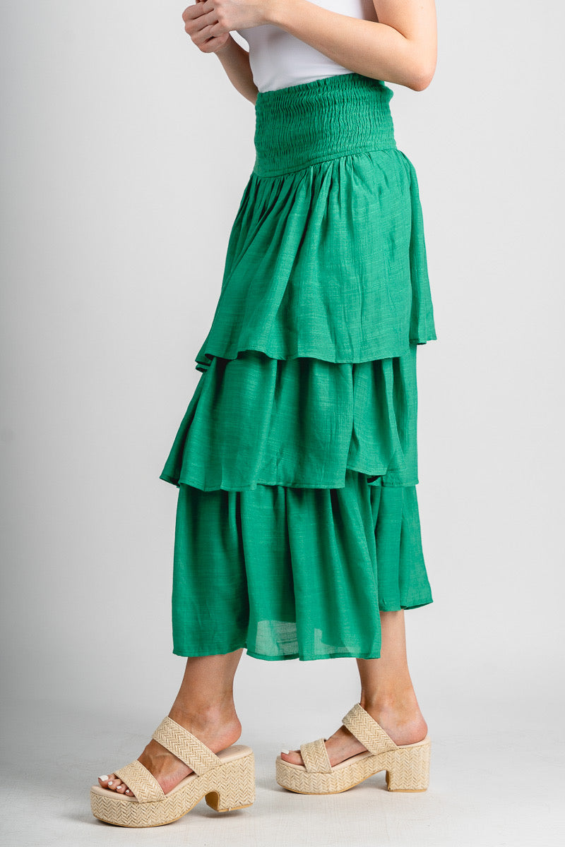 Tiered maxi skirt green - Cute skirt - Fun Vacay Basics at Lush Fashion Lounge Boutique in Oklahoma City