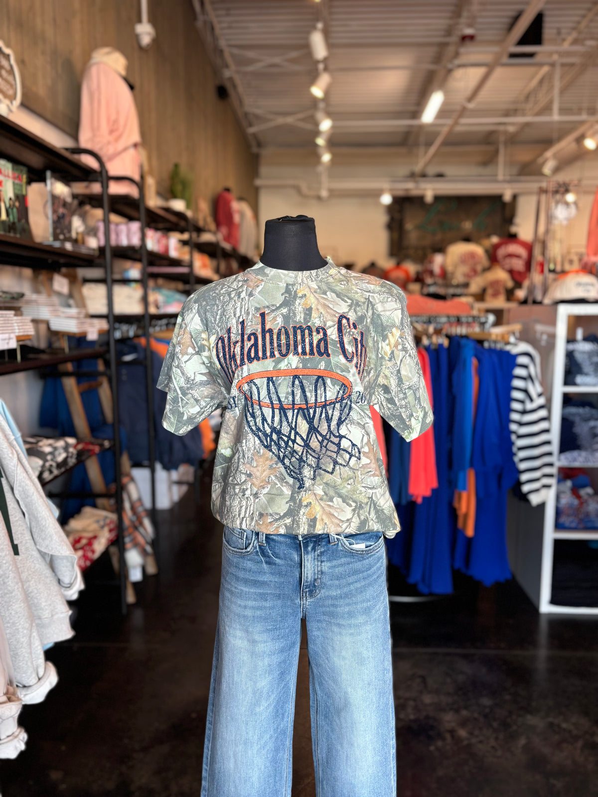 OKC basketball swoosh camo t-shirt green - Trendy OKC Apparel at Lush Fashion Lounge Boutique in Oklahoma City