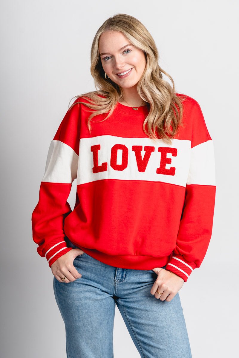 Z Supply Love sweatshirt kiss me red - Z Supply Sweatshirt - Z Supply Apparel at Lush Fashion Lounge Trendy Boutique Oklahoma City