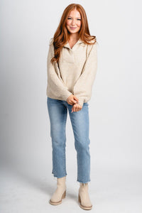 Chunky henley sweater oat - Trendy Sweaters | Cute Pullover Sweaters at Lush Fashion Lounge Boutique in Oklahoma City
