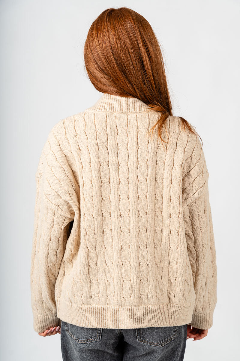 Sweater bomber jacket taupe
