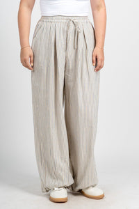 Striped balloon pants ecru/light blue | Lush Fashion Lounge: women's boutique pants, boutique women's pants, affordable boutique pants, women's fashion pants