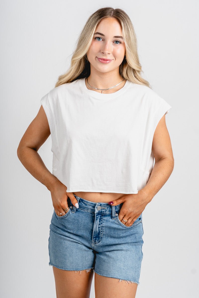 Just USA high rise walking shorts light denim - Fun shorts - Unique Getaway Gear at Lush Fashion Lounge Boutique in Oklahoma