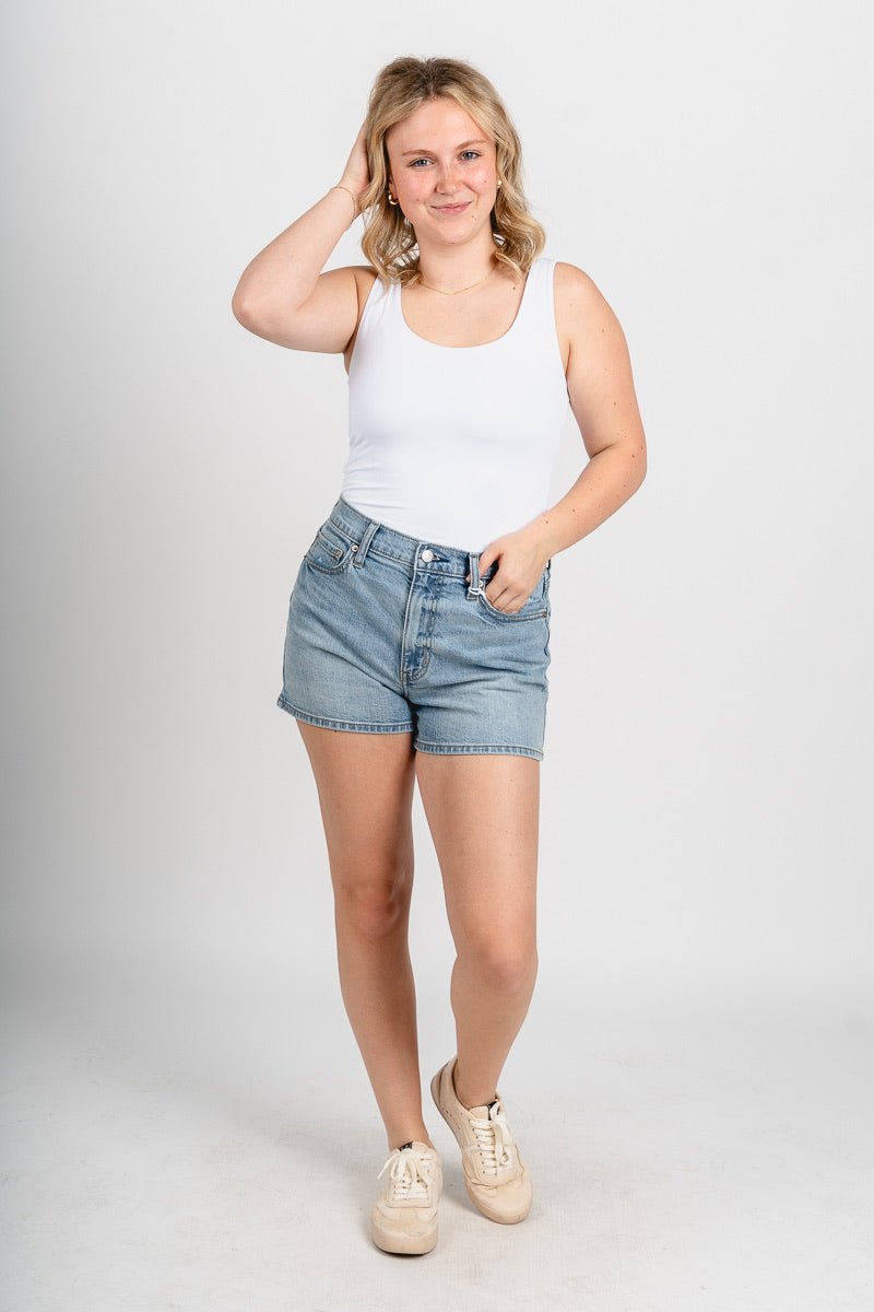 Scoop neck bodysuit off white Stylish Bodysuit - Womens Fashion Bodysuits at Lush Fashion Lounge Boutique in Oklahoma City