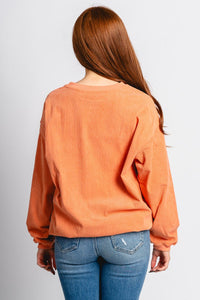 Corded sweatshirt orange - Vintage OKC Basketball T-Shirts at Lush Fashion Lounge Boutique in Oklahoma City