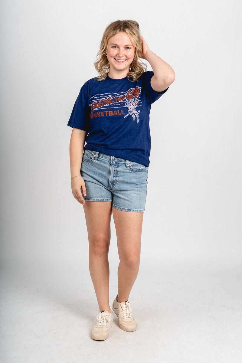 Oklahoma City horizontal lines t-shirt - Trendy OKC Thunder T-Shirts at Lush Fashion Lounge Boutique in Oklahoma City