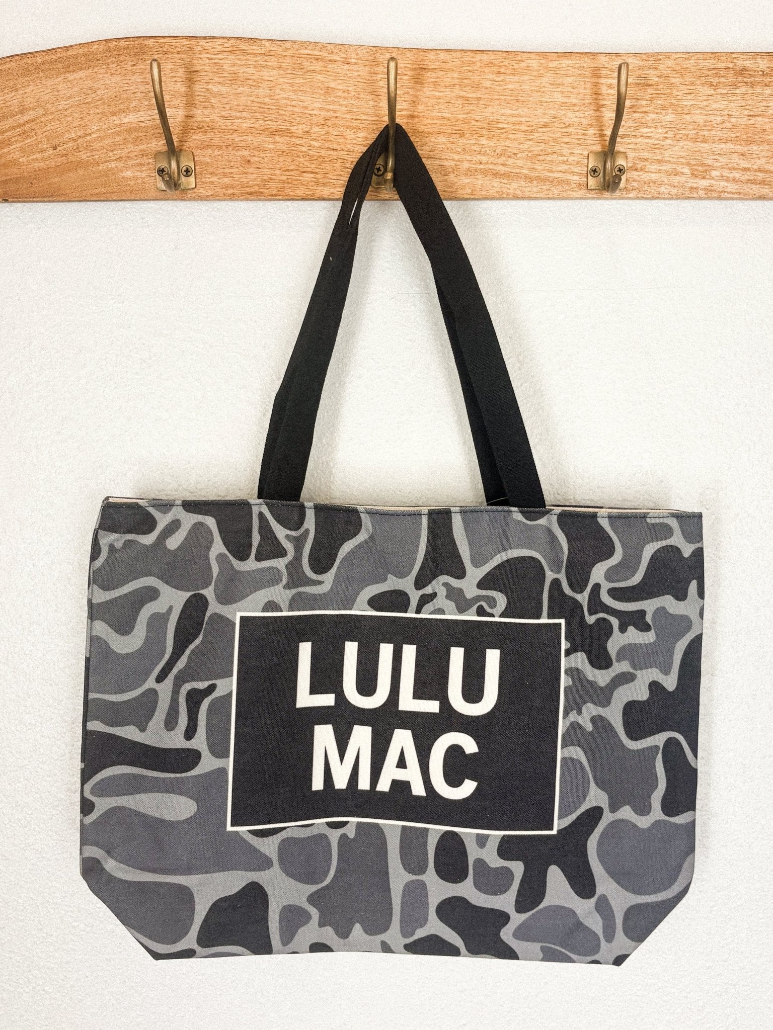 LuLu Mac canvas tote bag black camo - Trendy Bags at Lush Fashion Lounge Boutique in Oklahoma City