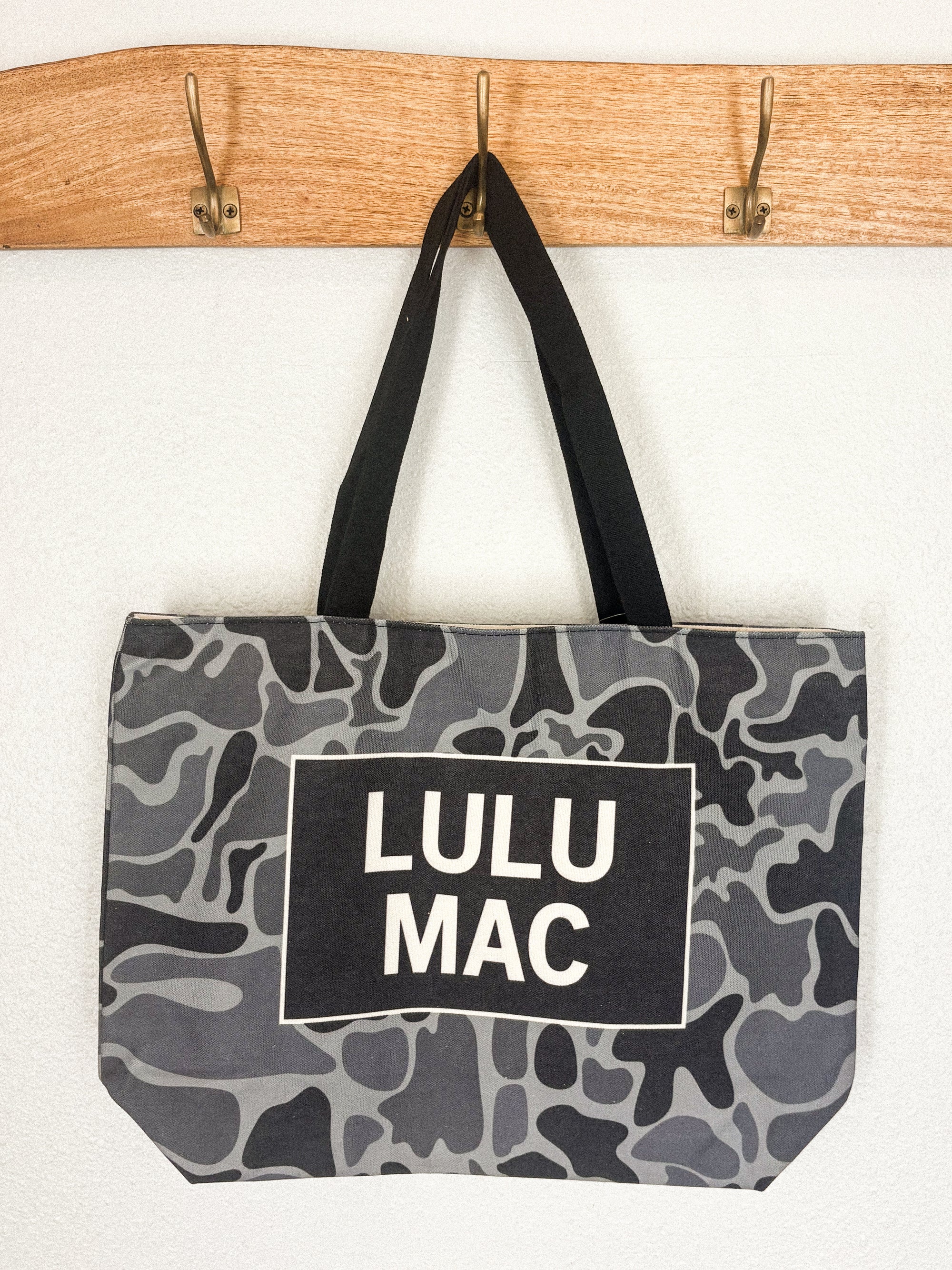 LuLu Mac canvas tote bag black camo