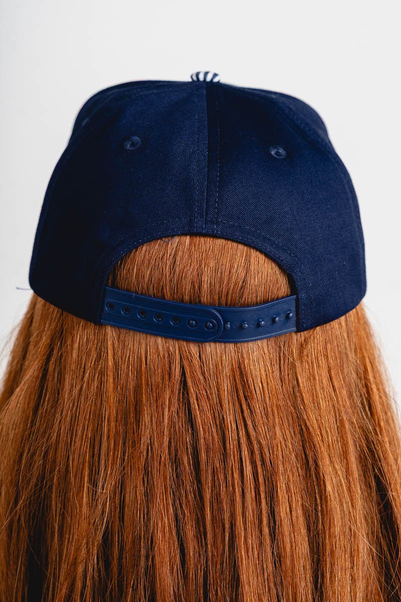 Oklahoma City script pin stripe hat navy pin stripe/navy - Oklahoma City inspired graphic t-shirts at Lush Fashion Lounge Boutique in Oklahoma City