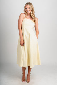 Sleeveless midi dress butter - Cute dress - Trendy Dresses at Lush Fashion Lounge Boutique in Oklahoma City