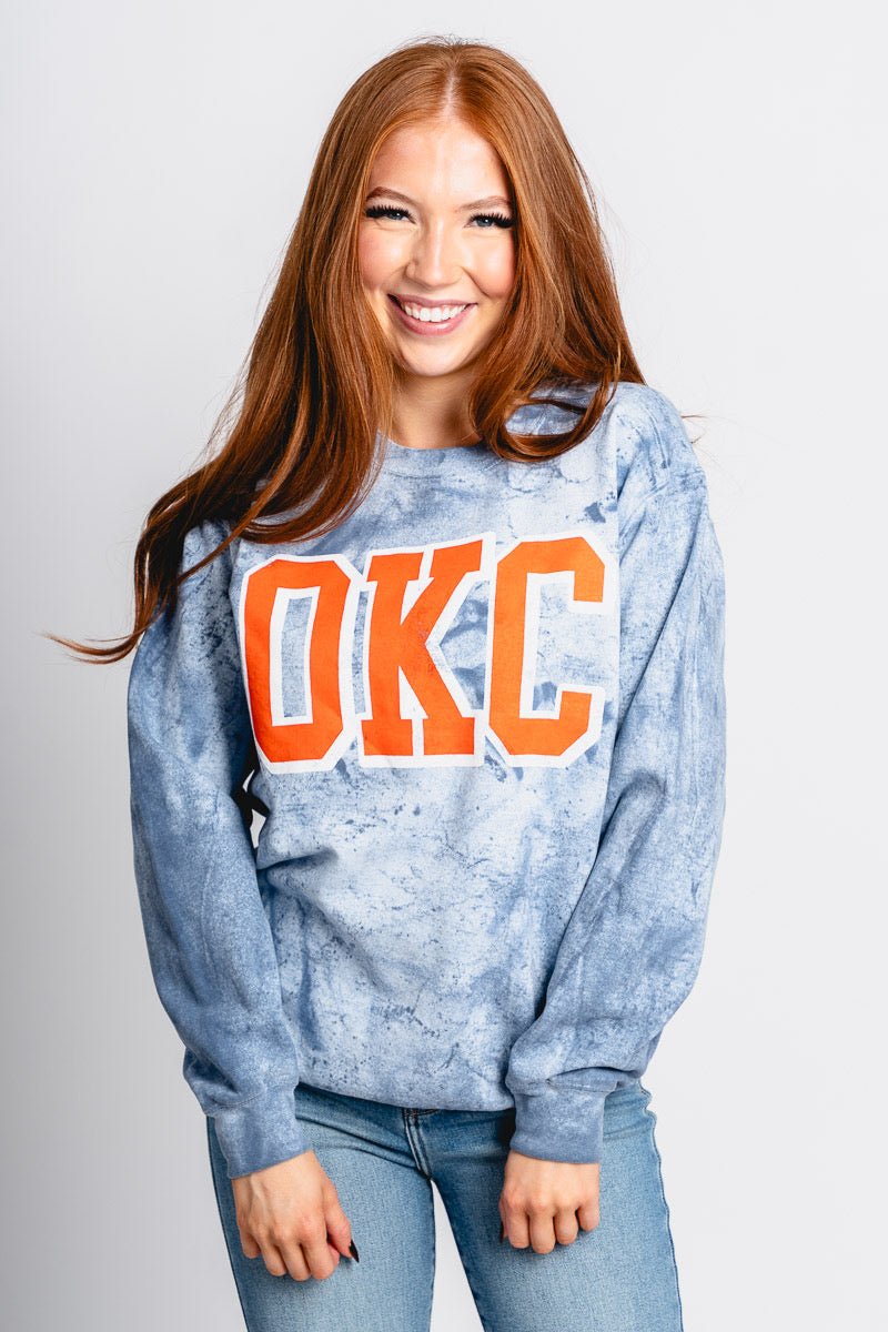OKC tie dye sweatshirt ocean - Trendy Oklahoma City Basketball T-Shirts Lush Fashion Lounge Boutique in Oklahoma City