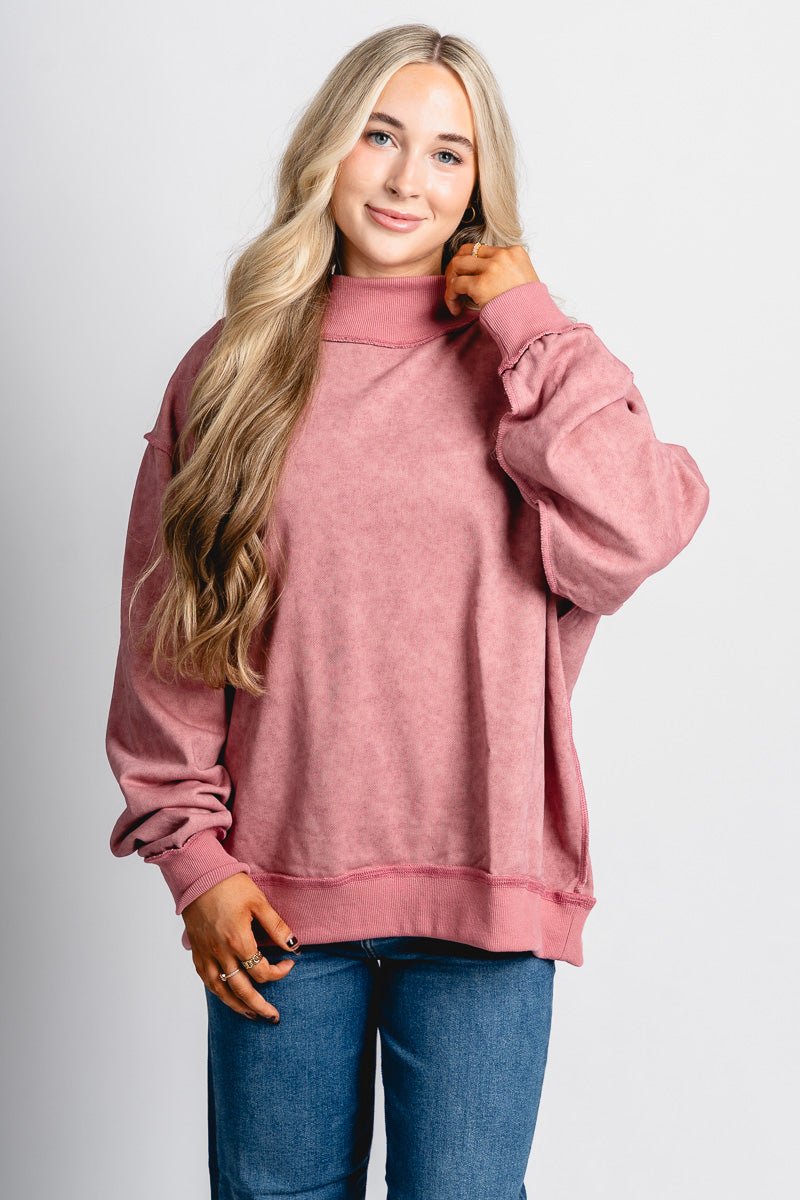 Mock neck sweatshirt mauve
