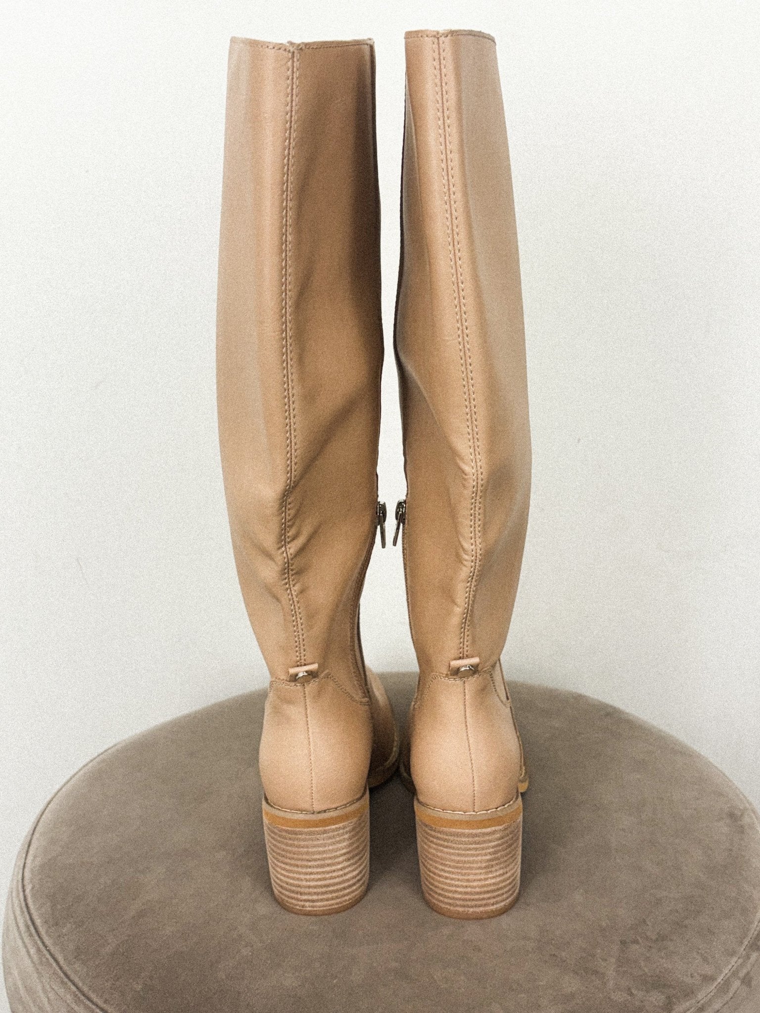 Juno knee high boots taupe Stylish shoes - Womens Fashion Shoes at Lush Fashion Lounge Boutique in Oklahoma City